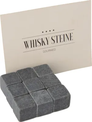 Produktbild von GOURMEO Whisky Steine 9 Stück - aus natürlichen Basalt -Wiederverwendbare Eiswürfel, Whiskysteine, Whisky Stones, Kühlsteine – Einzelnes Set bestehend aus 9 Steinen