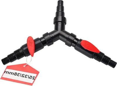 Productafbeelding van Drie-weg Y-verdelerslangregelaar, wateromleidingssysteem, 25-32-38 mm slang, waterverdeelsysteem met een tweestapsregelaar en een schuifafsluitventiel, universele slang aansluiting, pomp-hydrantsysteem.