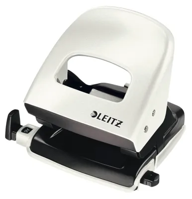 Produktbild von Leitz Locher NeXXt Serie WOW Bürolocher aus Metall mit Anschlagschiene, 30 Blätter, perlweiß; 5008-10-01