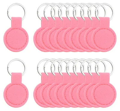 Filz-Schlüsselanhänger, 20 Stück, rosa, DIY, beschreibbar, mit Ring