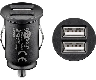 Productafbeelding van Goobay Dubbele USB-autolader, 3,1A, zwart (losse verpakking)
