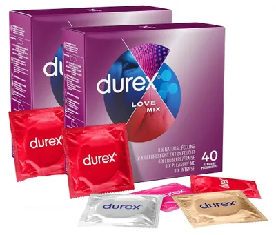 Produktbild von Durex Love Mix Kondome-Mischung mit 5 Kondom-Sorten 80er Pack (2 x 40 Stück)