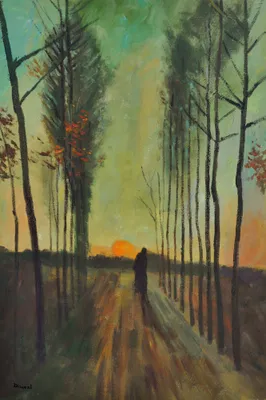 Produktbild von Vincent Van Gogh Kunstdruck Bild - Pappelallee Bei Sonnenuntergang, 1884 (180 x 120 cm)
