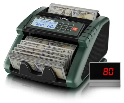 Productafbeelding van Geldtelmachine biljettenteller - Valsgelddetectie UV IR MG DD - 1200 biljetten per minuut - Donkergroen - Met LCD-scherm