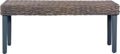 Produktbild von vidaXL Sitzbank 110 cm Grau Natur Kubu-Rattan und Massivholz Mahagoni