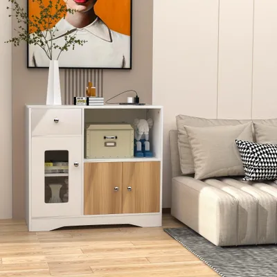 Obrázek produktu pro Skandinávská dřevěná úložná skříň - úložný prostor - komoda - skříň - organizér - 83 x 40 x 80 cm