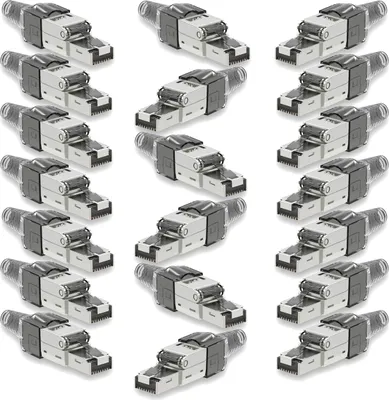 Produktbild von 20x Netzwerk Stecker CAT 7 Werkzeuglos RJ45 CAT7 Netzwerkstecker Netzwerkkabel