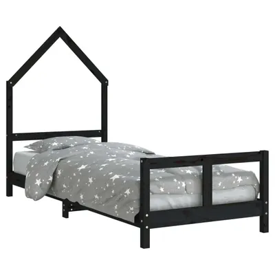 Obrázok produktu pre detská postieľka vidaXL Black 80x200 cm z masívneho borovicového dreva