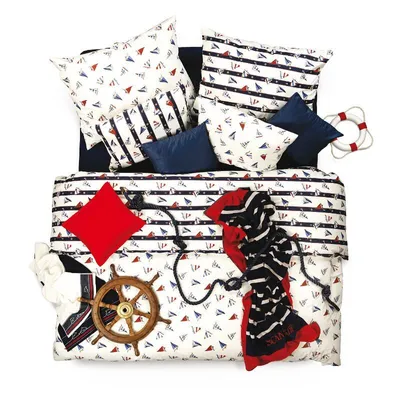 Obrázek produktu pro SCANquilt povlečení KLASIK DESIGN regata smetanovomodročervená 100% bavlna 140 x 200/70 x 90 cm