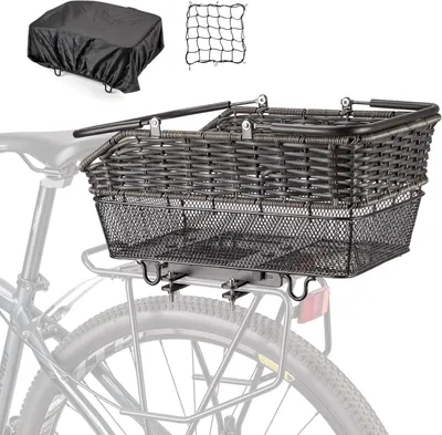 Productafbeelding van Fietsmand achter met handvat - Afneembaar - Met bagagenet en regenhoes