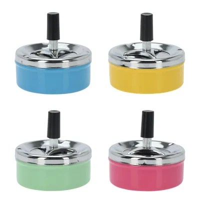 Produktbild von 4er Set Drehaschenbecher Metall Ø 9 cm Aschenbecher Windaschenbecher Drehascher Sturmaschenbecher Wind Ascher