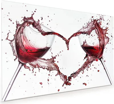 Produktbild von Küchenrückwand Spritzschutz Glas mit Motiv Weingläser Herz 40 x 40 cm