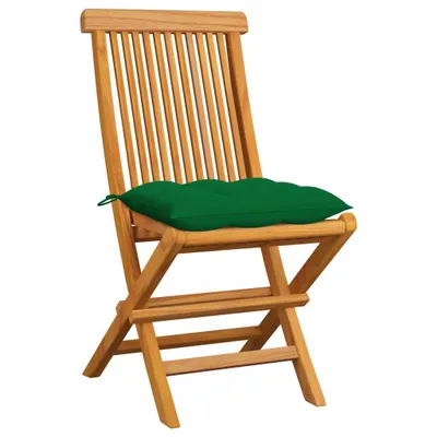 Immagine prodotto di Sedie da giardino con cuscini verdi 6 pz. Legno massiccio di teak