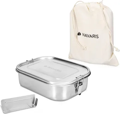 Produktbild von Edelstahl-Lunchbox mit Trennwand - Nachhaltige Meal Prep Box - 1,4 Liter - Spülmaschinenfest
