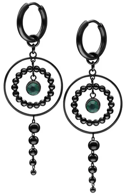 Produktbild von Wildcat Ohrringe - Little Aurora Hoops (pair) - Schwarz - Chirurgenstahl 316L - wasserfest, langlebig, hautverträglich, Schwarz-Smaragdgrün