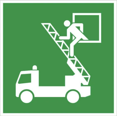 Produktbild von Fluchtfenster Rettungsleiter Feuerwehr Drehleiter Notausstieg Schild Aufkleber