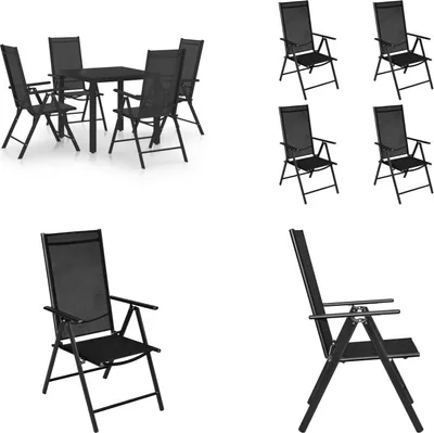 Produktbild von vidaXL 5 tlg. Garten Essgruppe Aluminium Schwarz - Garten-Essgruppe - Garten-Essgruppen - Gartengarnitur - Gartengarnituren