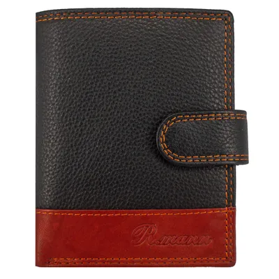 Produktbild von Herren Nappa Echtleder Portemonnaie Geldbörse – in elegantem Schwarz / Mahagoni Design