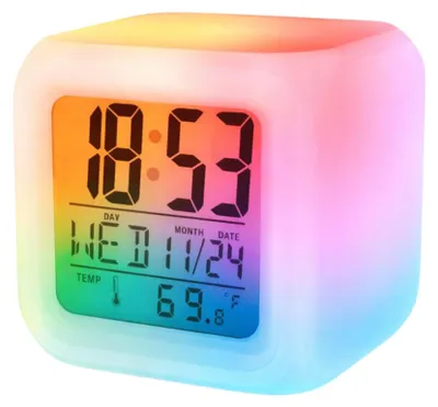 LCD-Wecker mit Chamäleon-Beleuchtung, 7 Farben, Thermometer