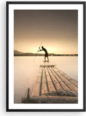 Produktbild von Gerahmtes Poster - Schwarzer Rahmen - Floß Westen die Sonne - 50x70 cm - Wand Bild - Wanddeko - Wandbilder - Kunstposter - Wandposter - Bilderrahmen - Bilder - Kunstdruck - Wandbild - P2BPA50x70-4353