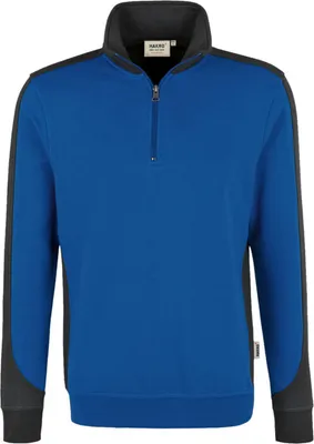 Produktbild von HAKRO Zip-Sweatshirt Contrast Performance #476 Gr. XS royalblau/anthrazit