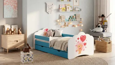 Immagine prodotto di Letto per bambini Happy Babies Mobi – con materasso, cassetto e protezione anticaduta, 80x160, letto per bambine e letto per ragazzi, letto per bambini (n. 8)