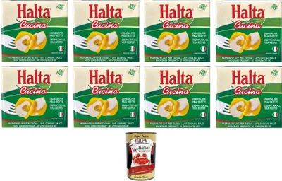 Produktbild von Halta Cucina Preparato Alimentare UHT per Cucina Cremige Zubereitung UHT für die Küche Ideal für Pasta, Saucen, Pizza Kochsahne Sahne 8x500ml+ Italian Gourmet polpa 400g