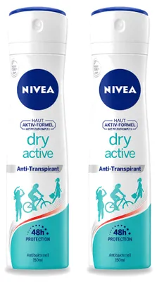 Zdjęcie produktu dla 2 sztuki sprayu antyperspiracyjnego Nivea Dry Active - 150 ml - zestaw ekonomiczny