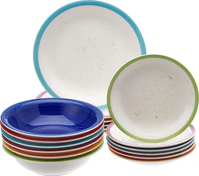 Immagine prodotto di Set di stoviglie per 6 persone - Set di stoviglie in gres da 18 pezzi multicolore