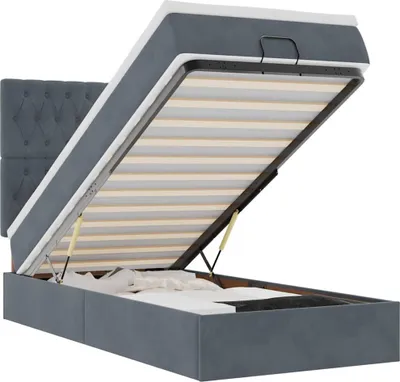 Image de vidaXL Lit ottoman avec matelas gris foncé 80x200 cm velours