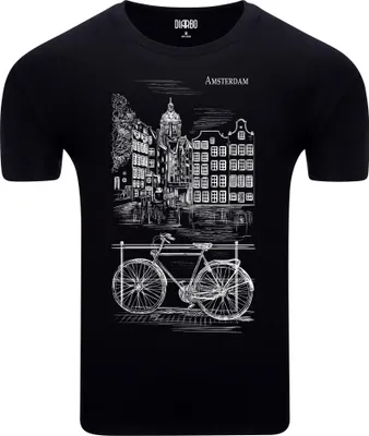 Obrázok produktu pre Diarbo pánske tričko s potlačou milovníka bicyklov Amsterdam bike black veľkosť M