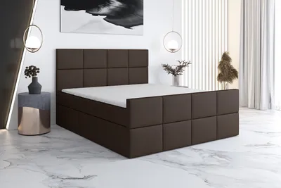 Produktbild von Boxspringbett CAPRIO 140x200 mit 2 Bettkästen, Bonell-Matratze und Topper. Farbe: Braun