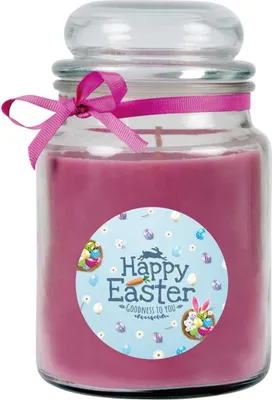 Produktbild von Frohe Ostern Duftkerze im Bonbonglas - viele Motive zur Auswahl, - Brenndauer bis zu 110 Std