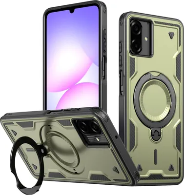 Image de Étui double couche pour Samsung Galaxy A07 5G/4G, étui de protection magnétique avec anneau et support Vert