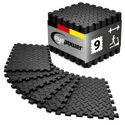 Imagen del producto de Juego de 9 alfombrillas protectoras para suelos, ideales para uso en gimnasios