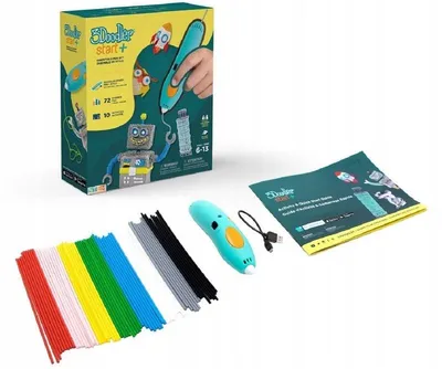Produktbild von 3D Stift 3Doodler Start Plus blau mit EKO-Filament und Zubehör