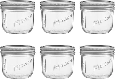 Obrázek produktu pro Standardní zavařovací sklenice se vzduchotěsnými víčky, štítky a odměrkami - 16 oz - [sada 6] Vzduchotěsné zavařovací sklenice, skleněné nádoby