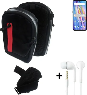 Produktbild von K-S-Trade Outdoor Gürteltasche Holster Umhängetasche + Kopfhörer kompatibel mit UMIDIGI A11 schwarz Handy Tasche Case travelbag Schutzhülle
