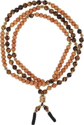 Produktbild von Tibetische Gebetskette, Mala mit Buddhaperle - Sandelholz/Tigerauge, Braun, Halbedelstein,Holz, Ketten & Modeschmuck für den Hals