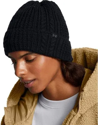 Image de Under Armour W Halftime Cable Knit Beanie - black, Taille:-