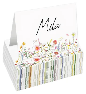 Platzkarten mit Blumen, 100 Stück, 8,5 x 5,5 cm, für Hochzeit & Feiern