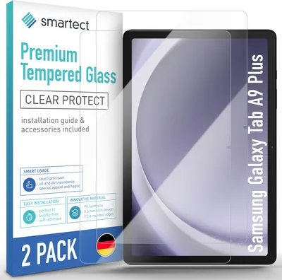 Produktbild von 2x Schutzglas Panzerfolie Klar für Galaxy Tab A9 Plus Displayschutz Hartglas