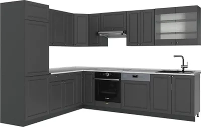 Immagine prodotto di Cucina angolare completa Vicco Fame-Line Landhaus antrazit-oro 287 x 60 cm , PL Marmo, Model 56854