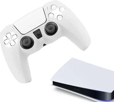 Immagine prodotto di Custodie e skin per PS5, PlayStation 5 - Custodia da gioco performante - Coperture morbide - Accessori per controller antiscivolo - Impugnatura trasparente