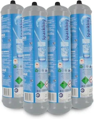 Image de 4 bouteilles de CO₂ jetables de 600 g avec raccord M11x1