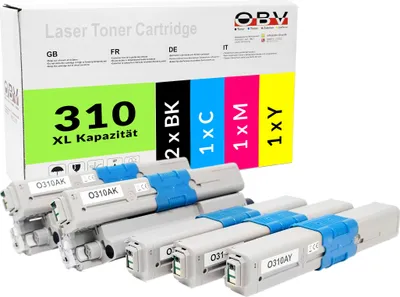 Produktbild von Kompatibel C310 - 5x OBV Toner für OKI 44469803 44469706 44469705 44469704 C510 MC351 MC352 MC561 MC562 BK/BK/C/M/Y