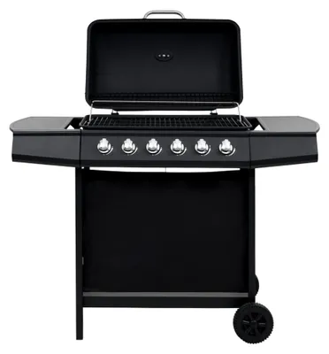 Produktbild von Gasgrill mit 6 Brennern aus Stahl, Grillwagen für den Garten, Standgrill, BBQ