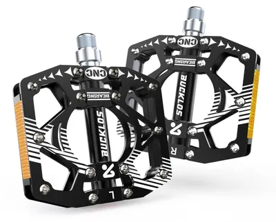 Immagine prodotto di Pedali da mountain bike in alluminio, piattaforma, attacco 9/16", perni antiscivolo lavorati a CNC, cuscinetti sigillati, riflettori, colore nero