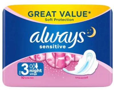 Produktbild von Always Sensitive Nachtbinden, 10 Stück