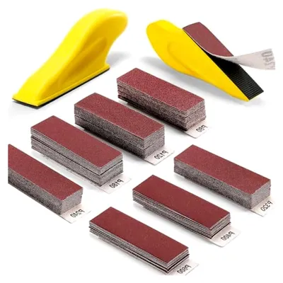 Produktbild von Schleifpapier Set Sandpapier Fein Schmirgelpapier mit HandSchleifklotz 141stk Nassschleifpapier und Trocken 80 120 180 240 320 400 600 Schleifpapiersatz für Auto Metall Holz Lack Glas Schleifen